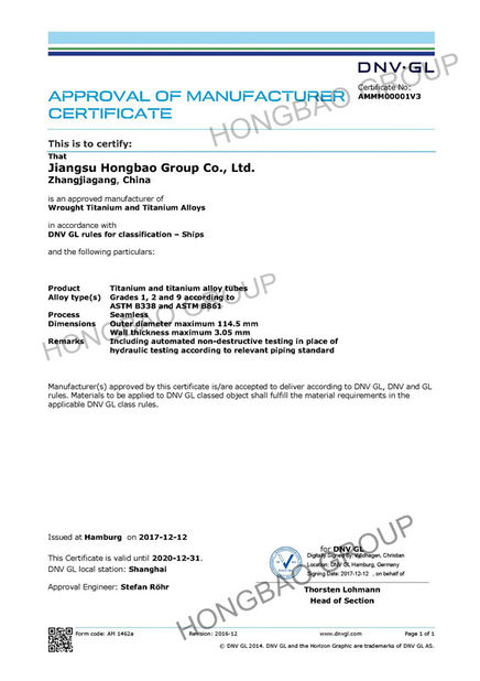 China Jiangsu Hongbao Group Co., Ltd. certificaten
