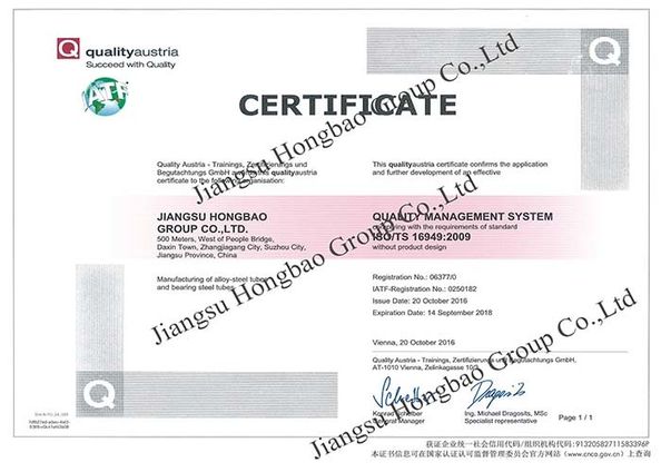 China Jiangsu Hongbao Group Co., Ltd. certificaten